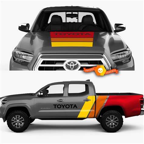 2 Side Old School Toyota Tacoma Graphics Vinyl Decals Stickers Kit