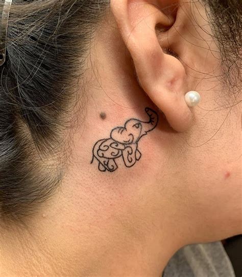 Small Elephant Tattoo Behind The Ear