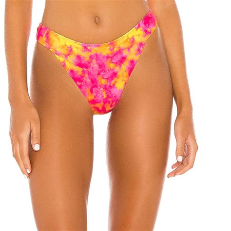 Lovers Friends Pink Orange Tie Dye Bikini Bottom Medium High Cut