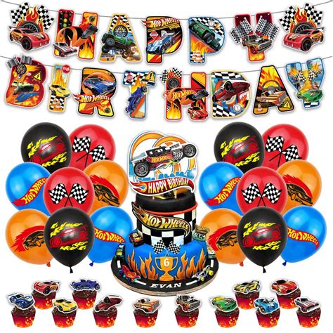 Hot Wheels Birthday Party Supplies Hot Wheels Party Decorations Included Birthday Banner Cake
