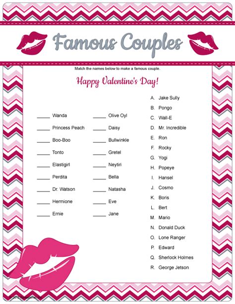 Famous Couples Game Printable Valentine S Game Printables Pinterest Couple Games Gaming