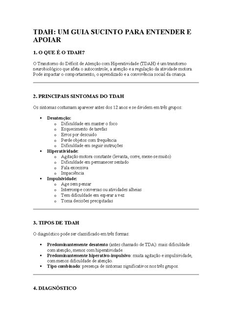 TDAH: Guia Completo para Entender e Apoiar Crianças na Escola - Studocu