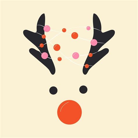 Premium Vector The Face Of A Cute Christmas Deer With A Garland