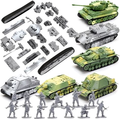 ViiKONDO Upgraded 1 72 Scale Toy Tank Playset 6 Pcs Set DIY Assembly