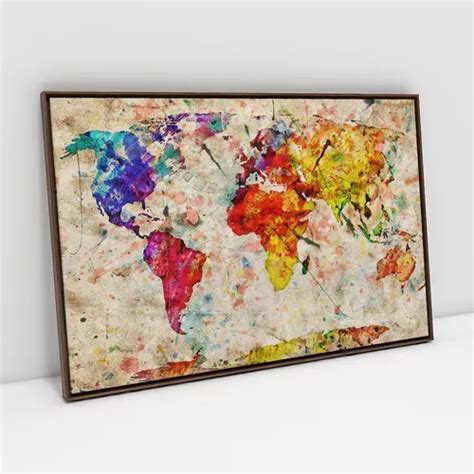 Quadro Mapa Mundi Grande Pra Sala Escrit Rio R Stico Moldura Venda Em