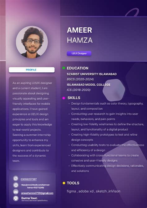 Resume With Glassmorphism Concept Figma Community