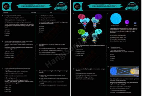 6 Sınıf Güneş Sistemi ve Tutulmalar Testi İndir 2024 2025