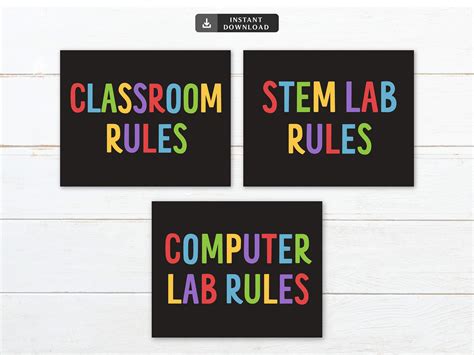 Computer Lab Poster Set Classroom Decor Set Of 7 Computers Class Nbkomputer