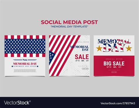 Memorial Day Social Media Post Template Design Vector Image