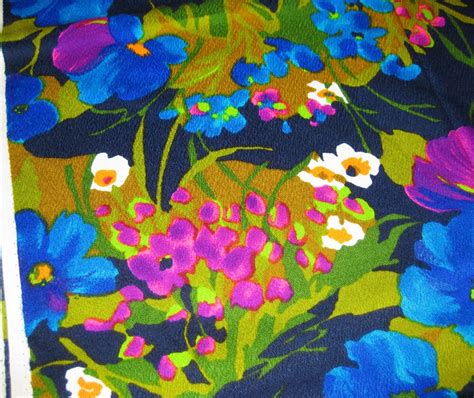 Vintage Hawaiian Fabric Floral Pattern Midnight By Selvedgeshop