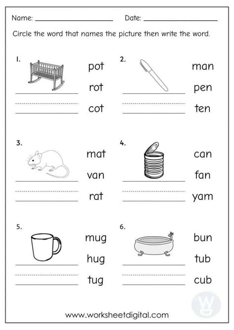 Circle The CVC Word That Names The Picture W3 Worksheet Digital