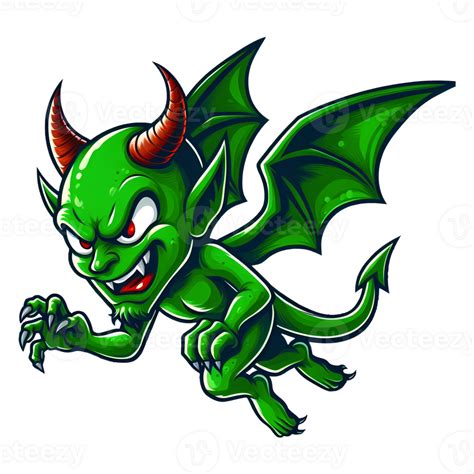 AI generated green devil cartoon character 38888198 PNG
