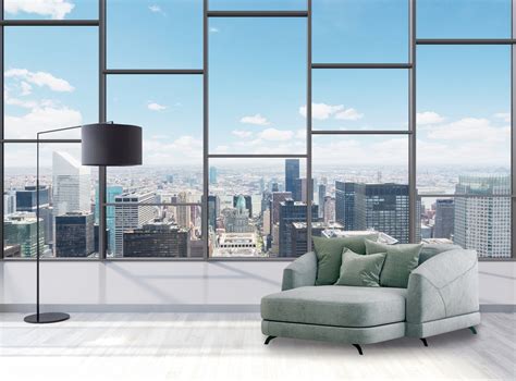 City View Wallpaper Mural, 3D Window View Wall Mural Skyline Removable ...