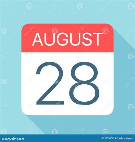 28 De Agosto Icono Del Calendario Ilustración Vectorial De Un Día De