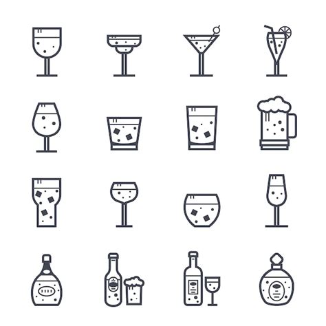 Premium Vector Alcohol Beverage Icon Bold Stroke On White Background