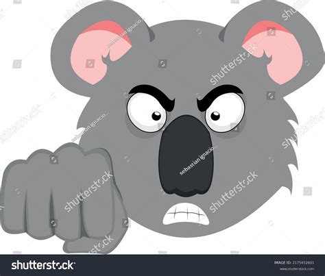 Vector Illustration Face Koala Cartoon Angry Stock Vector Royalty Free
