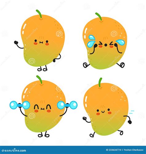 Conjunto De Caracteres De Mango Feliz Ilustraci N Del Vector