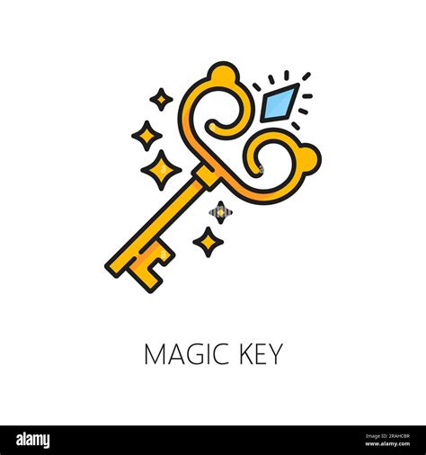 Magic Key Witchcraft And Magic Icon Enchanting Vector Skeleton Key