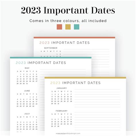 2023 Important Dates Fillable Printable PDF Event Tracker Birthday