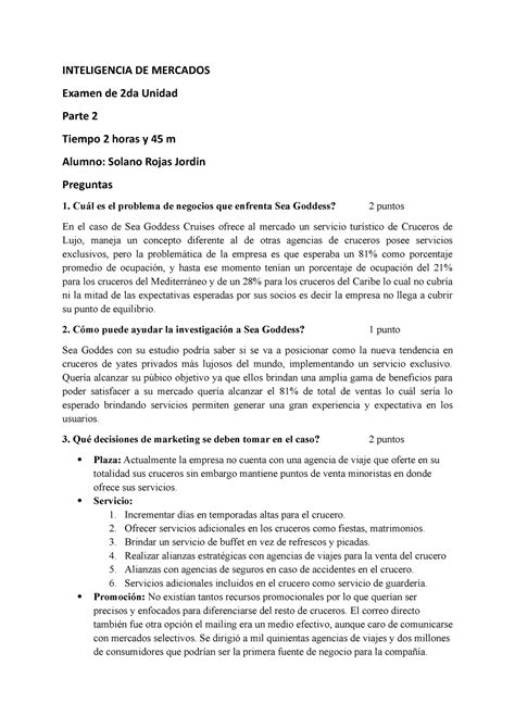 Examen Segunda Unidad Parte 2 INTELIGENCIA DE MERCADOS Examen De 2da