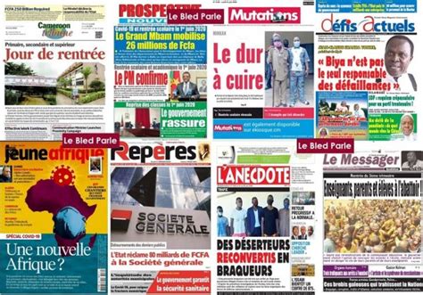 Cameroun La Revue De Presse De Ce Lundi Er Juin Lebledparle