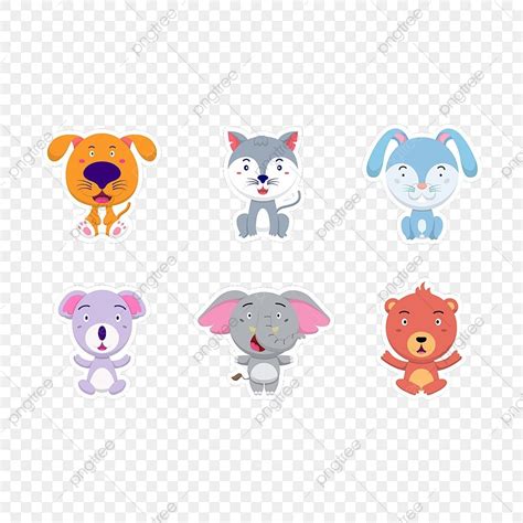 Cute Domestic Animals Vector Hd Images, Colorful Set Of Cute Farm ...