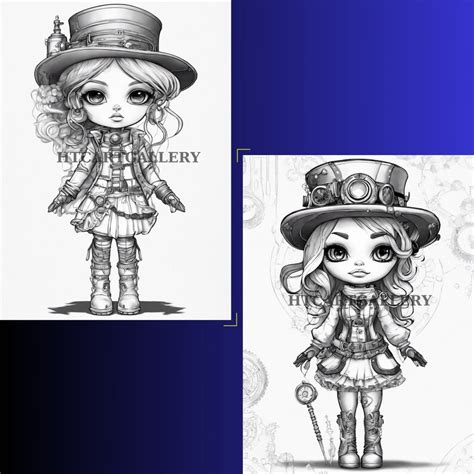 30 Chibi Steampunk Girl Coloring Book For Adults And Kids Fantasy