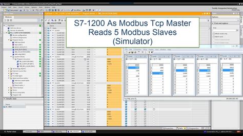 S7 1200 S7 1500 As Modbus Tcp Master Reads 5 Modbus Slaves Simulator