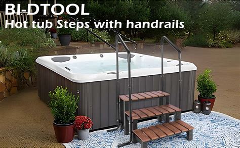 Amazon BI DTOOL Hot Tub Steps With Handrails Three Steps Hot Tub Steps With Railing 550 LBS