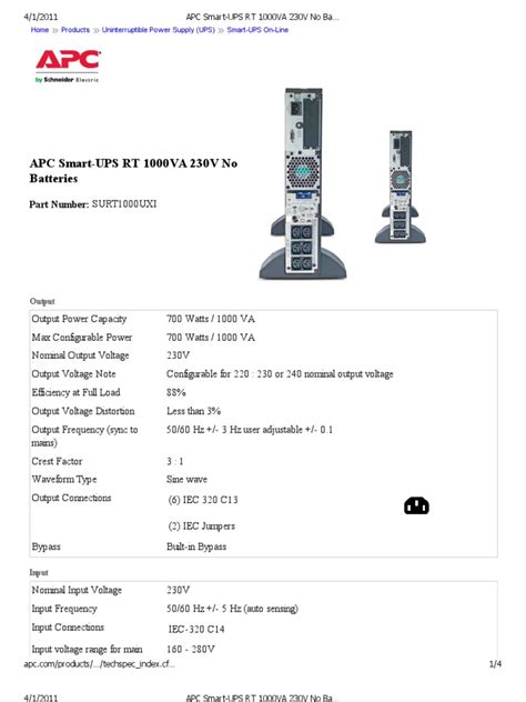 Apc Smart Ups Rt 1000va 230v No Batteries Mains Electricity Electrical Engineering