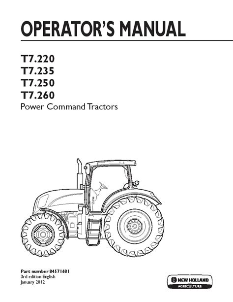 New Holland T7 22 T7 235 T7 250 T7 260 Power Command Tractors Operator Manuals Pdf Download