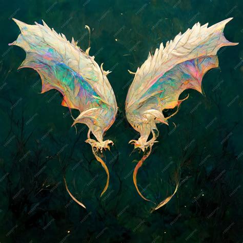 Premium Ai Image Painting Of Two White Dragon Wings With Gold Wings