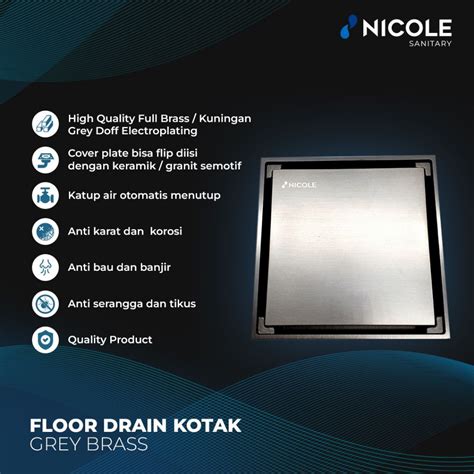 Jual Nicole Sanitary Floor Drain Kotak Kuningan Saringan Got Penutup