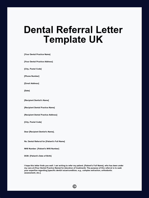 Dental Referral Letter Template UK