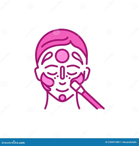 Face Contouring Line Color Icon Sign For Web Page Mobile App Stock