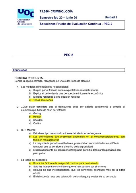 73 566 Solpec 2 2020 PEC 2 SOLUCIONADA CRIMINOLOGIA GRADO DERECHO