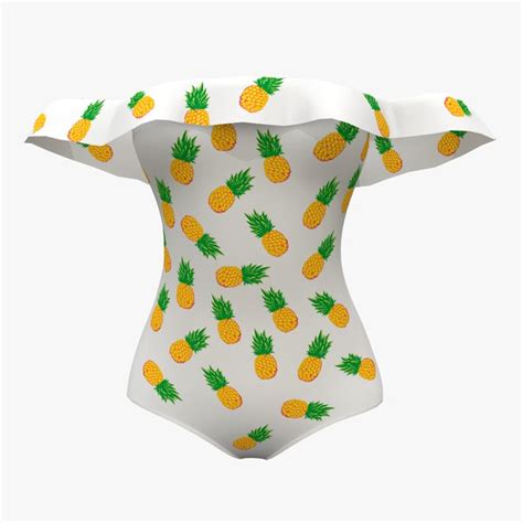 3D Off Shoulder Bikini With Chest Frills Model TurboSquid 1842626