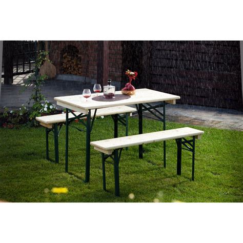 Set Berarie TRAVEL Din Lemn Masiv De Rasinos 110x60 Cm Pentru Gradina