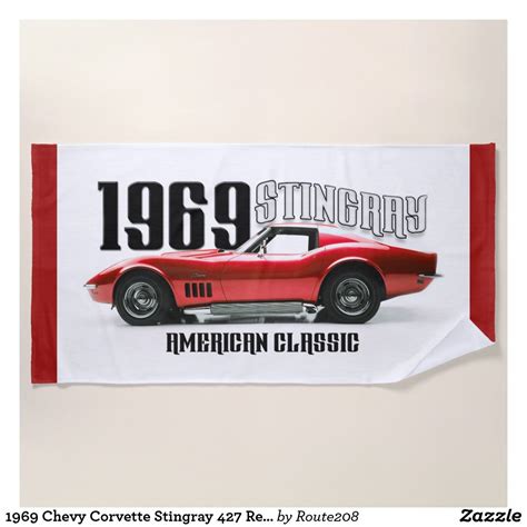 Chevy Corvette Stingray Red Classic Car Beach Towel Chevy