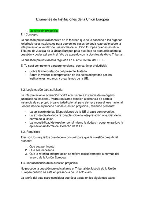 Exámenes de Instituciones de la Unión Europea Exámenes de