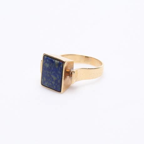 RING Med Lapis Lazul Guld 14k Total Vikt Ca 6 4 Gram Smycken