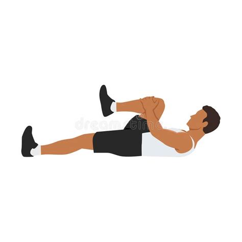 Man Doing Prone Or Lying Resistance Band Knee Bends Exercise Stock