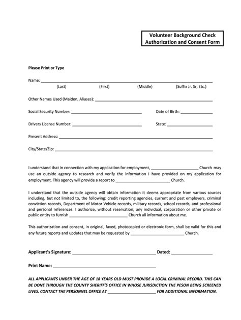 Printable Background Check Form Fill Online Printable Fillable