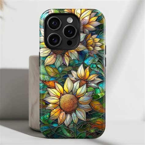 Sunflower Stained Glass Phone Case Etsy