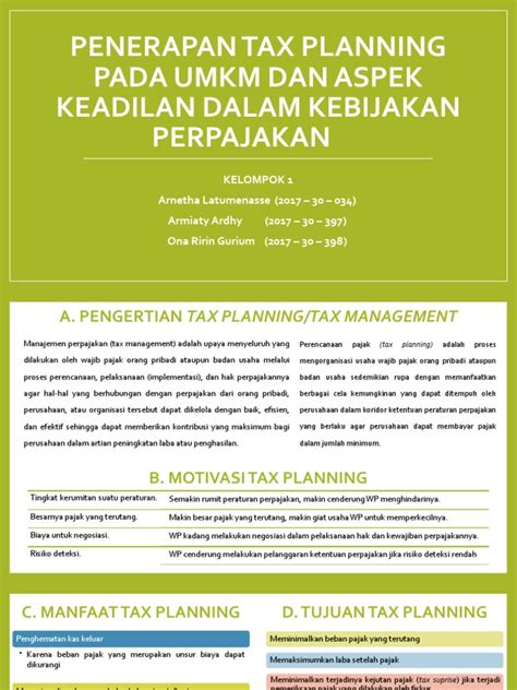 Bab 1 Perencanaan Pajak Penerapan Tax Planning Pada Umkm Dan Aspek Keadilan Dalam Kebijakan