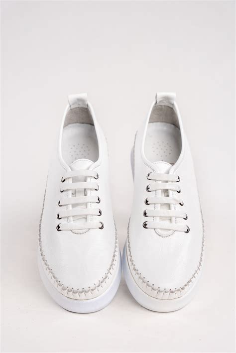 Jolie White Leather Stitch Sneaker Rosella Style Inspired By Elegance