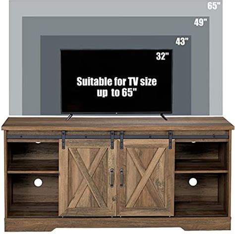 Amerlife Tv Stand Sliding Barn Door Farmhouse Wood Entertainment Center