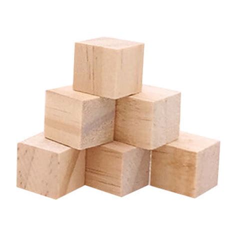 50 Pcs Natural Color Small Wooden Craft Cubes Precise Cutting Wood ...