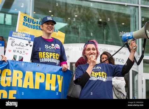 London Uk July Radiographers At A Picket Line Outside