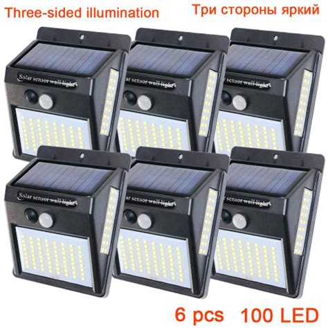 Pir Sensor De Movimento 100led Luz Solar Controle 3 Lados Energia Solar